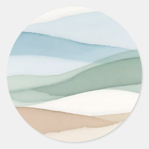 Minimalistische Blau Beige Landschap Ronde Sticker