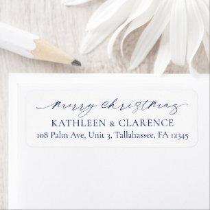 Minimalistische Blau Elegante Kerst Retouradres Etiket