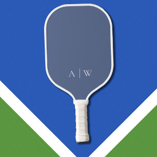 Minimalistische Blau Elegante Monogram Pickleball Paddle