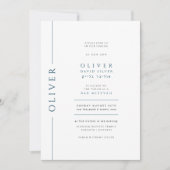 Minimalistische Blau en Witte Bar Mitzvah Typograf Kaart (Voorkant)