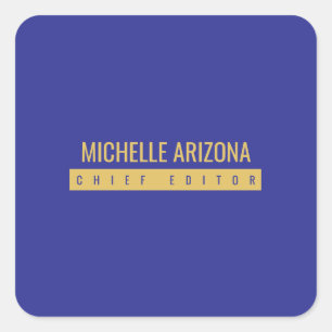 Minimalistische Blau & Gold Kleur Professionele Mo Vierkante Sticker