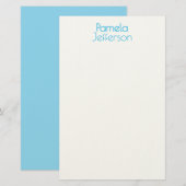Minimalistische Blau & Witte Professionele Moderne Briefpapier (Voorkant / Achterkant)