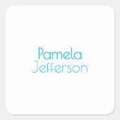 Minimalistische blauw en wit professionele moderne vierkante sticker (Voorkant)