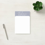 Minimalistische blauw-grijs en wit Aangepaste naam Post-it® Notes (Kantoor)