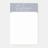 Minimalistische blauw-grijs en wit Aangepaste naam Post-it® Notes (Voorkant)