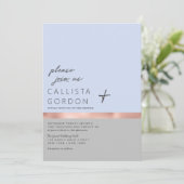 Minimalistische Blauw Grijs Roos Goud Kleur Block  Kaart (Staand voorkant)