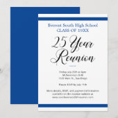 Minimalistische Blauw-Wit 25 Jaar Klasse Reünie Kaart (Voorkant / Achterkant)