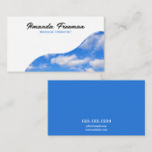 Minimalistische blauw-witte bewolkte hemel massage visitekaartje (Voorkant / Achterkant)