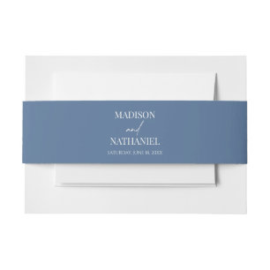 Minimalistische blauw-witte bruiloft uitnodigingen wikkel