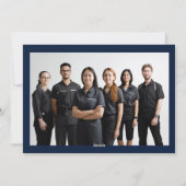 Minimalistische blauw-witte kerstboom business log feestdagenkaart (Achterkant)