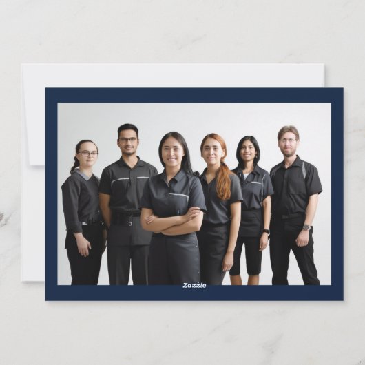 Minimalistische blauw-witte kerstboom business log feestdagenkaart (Achterkant)