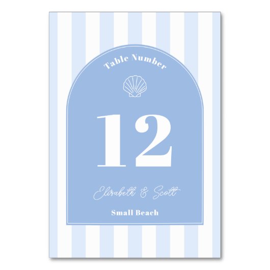 Minimalistische blauw-witte kustbruiloft kaart (Achterkant)