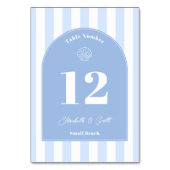 Minimalistische blauw-witte kustbruiloft kaart (Voorkant)