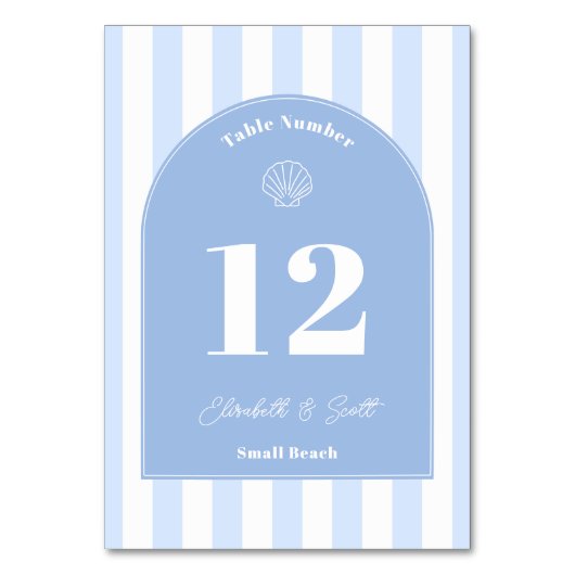 Minimalistische blauw-witte kustbruiloft kaart (Voorkant)