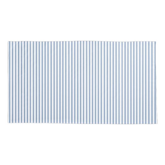 Minimalistische blauw witte verticale streep kussensloop (Achterkant)