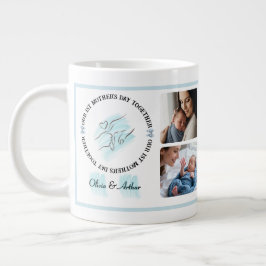Minimalistische Blauwe 1e Moederdag Aangepaste Aan Grote Koffiekop
