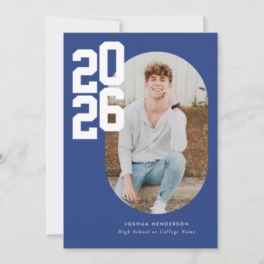 Minimalistische Blauwe 2025 Foto Afstuderen Aankondiging (Voorkant)
