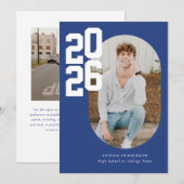 Minimalistische Blauwe 2025 Foto Afstuderen Aankondiging (Voorkant / Achterkant)