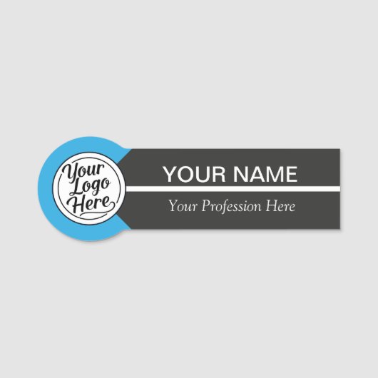 Minimalistische Blauwe Accent Naam Badge (Voorkant)