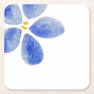 Minimalistische Blauwe Aquarel Bloemen Kartonnen Onderzetters