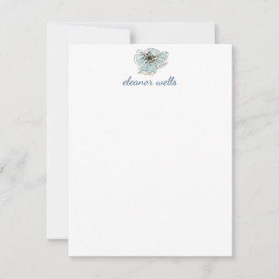 Minimalistische Blauwe Aquarel Bloemige Gepersonal Notitiekaartje