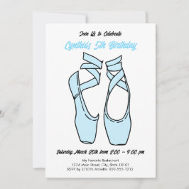 Minimalistische blauwe ballet verjaardagsfeest uit kaart