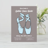 Minimalistische blauwe balletuitvoering uitnodigin kaart (Staand voorkant)