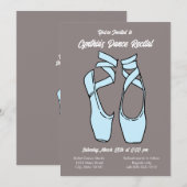 Minimalistische blauwe balletuitvoering uitnodigin kaart (Voorkant / Achterkant)
