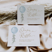 Minimalistische blauwe ballon Eucalyptus luierloof Informatiekaartje