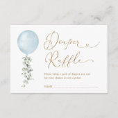 Minimalistische blauwe ballon Eucalyptus luierloof Informatiekaartje (Voorkant)