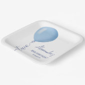 Minimalistische blauwe ballon jongen 2e verjaardag papieren bordje (Gebogen)