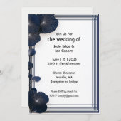 Minimalistische blauwe bloem bruiloft uitnodiging (Voorkant / Achterkant)