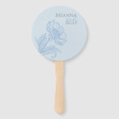 Minimalistische Blauwe Bloemen Bruiloft Fan Handwaaier (Voorkant)