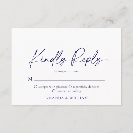 Minimalistische Blauwe Bloemen RSVP Kaart – Alstub (Achterkant)