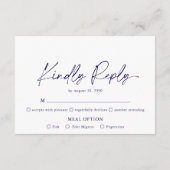 Minimalistische blauwe bloemen RSVP-kaart – vriend Informatiekaartje (Achterkant)