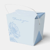 Minimalistische blauwe bloemenbruiloft bedankdoosjes (Achterkant)