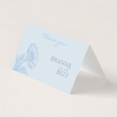 Minimalistische blauwe bloemenbruiloft dank u kaar kaart (Voorkant)