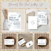 Minimalistische blauwe bloemenbruiloft kaart