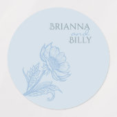 Minimalistische blauwe bloemenbruiloft stickers (Design 2)