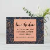 minimalistische blauwe bloemensave the date save the date (Staand voorkant)