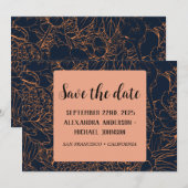 minimalistische blauwe bloemensave the date save the date (Voorkant / Achterkant)