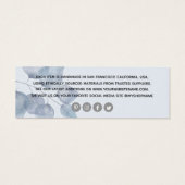 Minimalistische blauwe botanische kleding swing pr mini visitekaartjes (Achterkant)