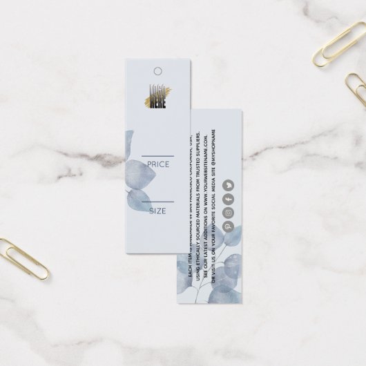 Minimalistische blauwe botanische kleding swing pr mini visitekaartjes (Kantoor)