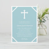 Minimalistische Blauwe Boys Eerste Communie Kaart (Staand voorkant)