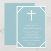 Minimalistische Blauwe Boys Eerste Communie Kaart (Voorkant / Achterkant)