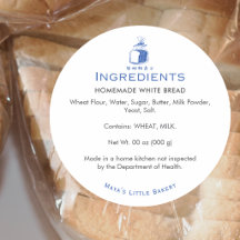 Minimalistische blauwe broodlief ingrediëntenlijst