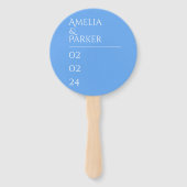 Minimalistische blauwe bruiloft hand fans handwaaier (Voorkant)