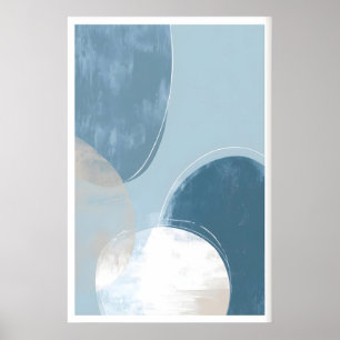 Minimalistische blauwe cirkelkunstprint - Zachte k Poster