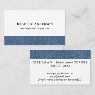 Minimalistische blauwe denim rand accent afdruk visitekaartje
