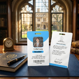 Minimalistische Blauwe Docenten Foto ID Badge